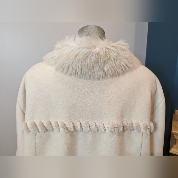 Vintage Novelti Winter White vegan Shearling & Suede Coat plus Size 3X - Picture 4 of 16